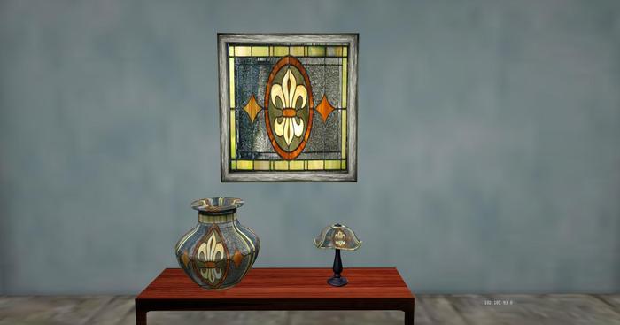 RC Wall Art, Stained Glass Fluer-de-lis 2,set boxed