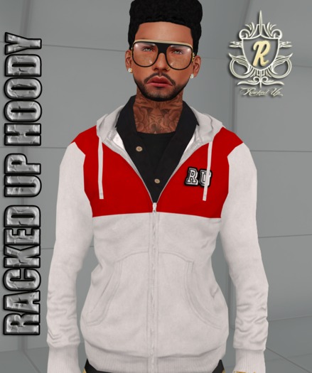 <Racked Up> Red/White RU Hoodie