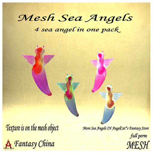 Mesh Sea Angels pack of 4 full perm  0.5 prim each 