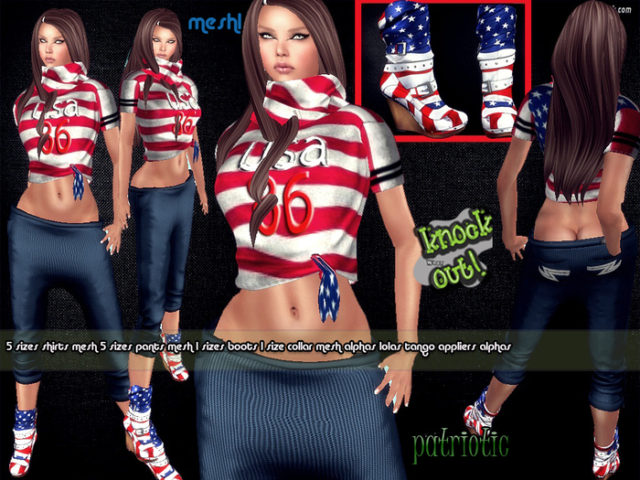 ..::Knockout!..:: patriotic 4th july mesh woman