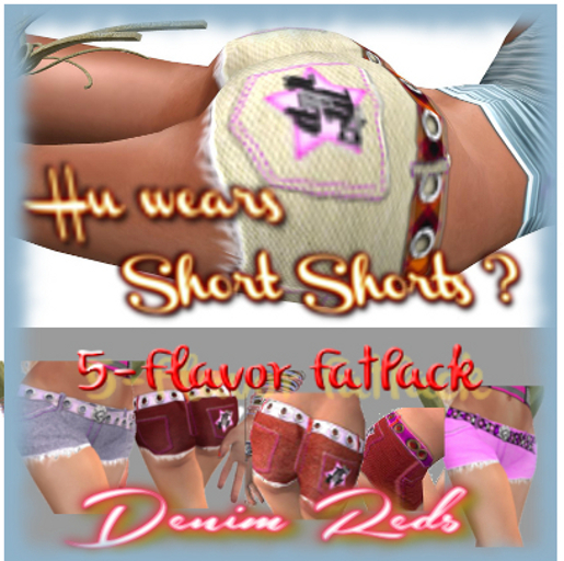 Hu Wears ShortShorts - Striped Blue Denim