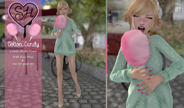 {Sugar Heart} Cotton Candy ~ 5 Static Model Poses + 1 for AO