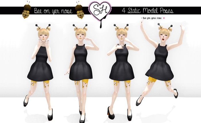 {Sugar Heart} BEE ON YER NOSE ~ 4 Pose Set + Bee ~ BTTS April