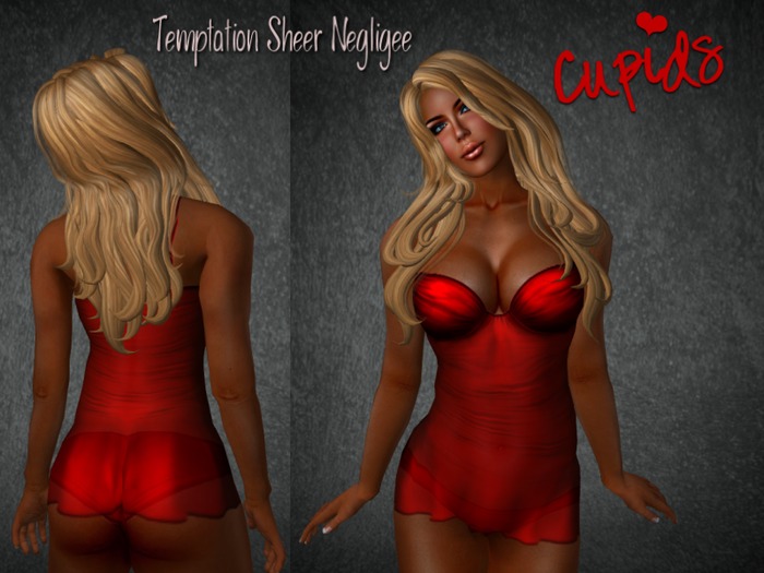 Temptation Sheer Negligee Red