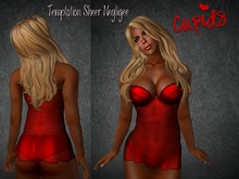 Temptation Sheer Negligee Red