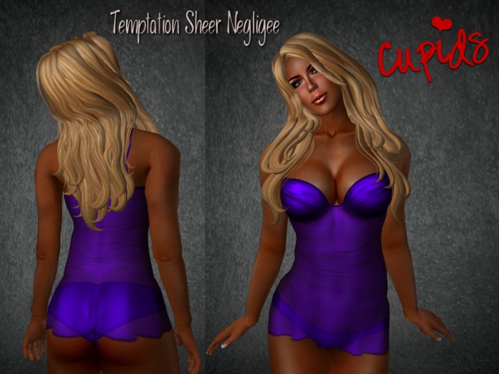 Temptation Sheer Negligee Purple