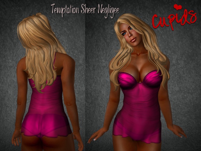 Temptation Sheer Negligee Cranberry