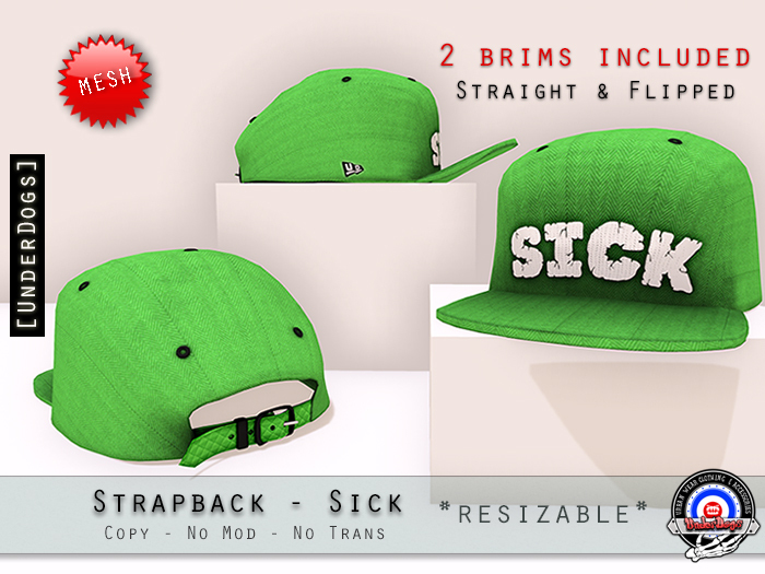 [UnderDogs] - StrapBack Fitted - SICK - Mesh (Straight/Flipped)