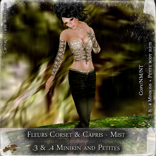 @CT@ Fleurs Corsets & Capris Outfit (Petites/Minikins) BOXED Mist