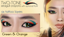 2-Tt_Two-tone seagull crayons. Green & orange