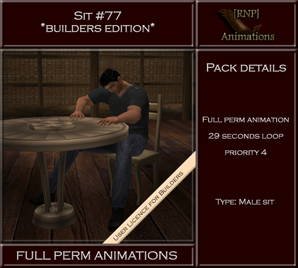 [RNP] Sit #77_Male_Table_Full perm Male Sit Animation 