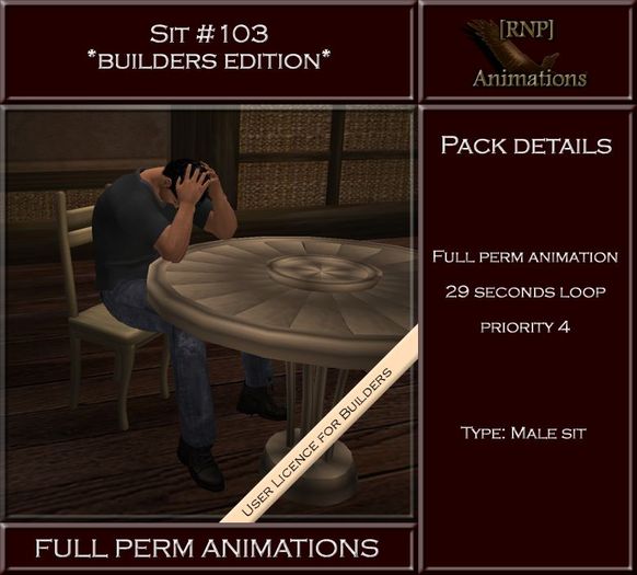 [RNP] Sit #103_Male_Table_Full perm Male Sit Animation  