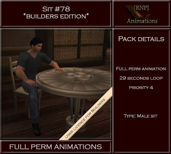 [RNP] Sit #78_Male_Table_Full perm Male Sit Animation  