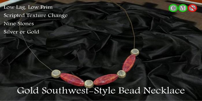 Beautiful Scripted Gold Southwestern-Style Bead Necklace, 9 Stones
