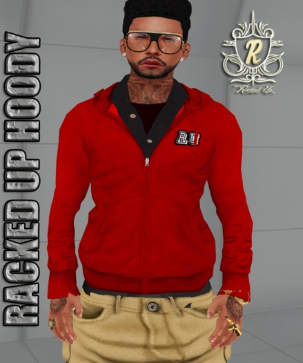 <Racked Up> Red Plain RU Hoodie