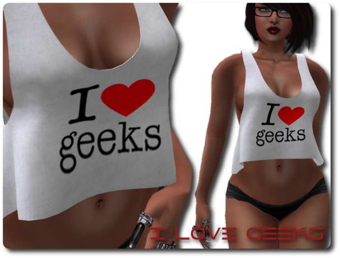 MESH I LOVE GEEKS top with booty shorts
