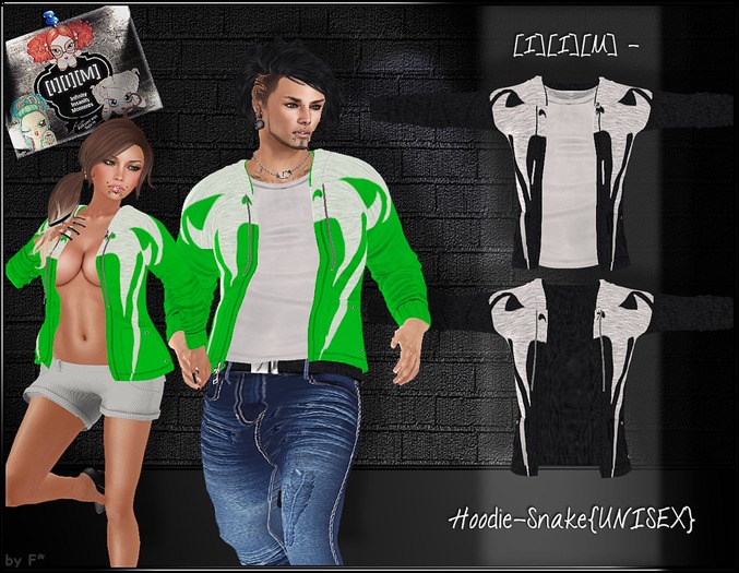 [I][I][M] - Hoodie-Snake{UNISEX}black(wear me!) 