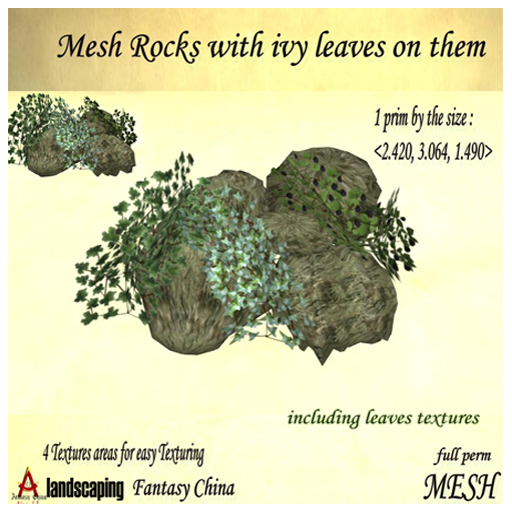 Mesh Rocks with ivy leaves on them bp