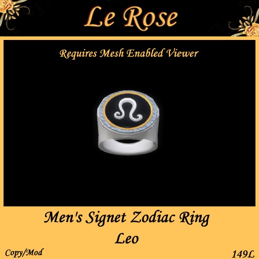 Men's Signet Zodiac Ring - Leo BOXED
