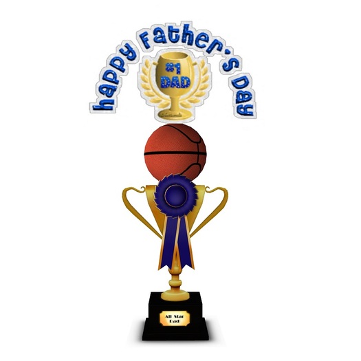 Father's Day Blue Ribbon Baseball Display Trophy - (B)