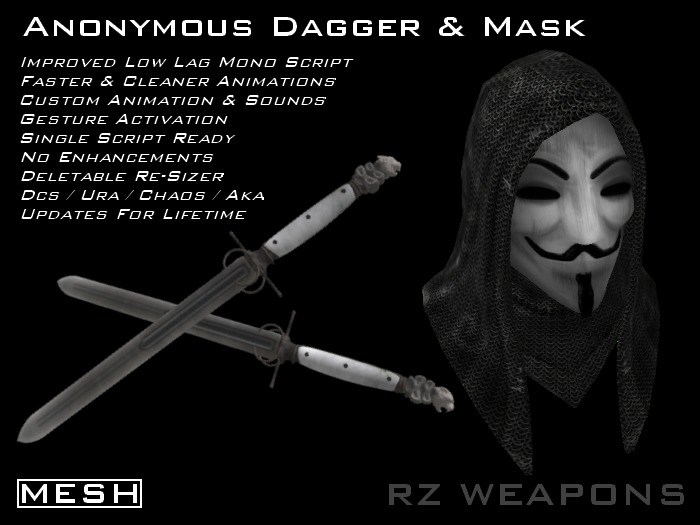 ::RZW:: Anonymous Dagger & Mask [MESH] :: v.2.0