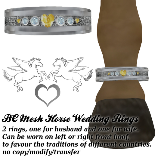 BC Mesh Horse Wedding Rings Citrine -boxed-