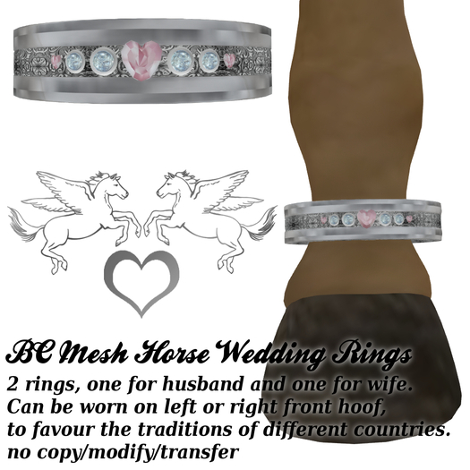 BC Mesh Horse Wedding Rings Tourmaline -boxed-
