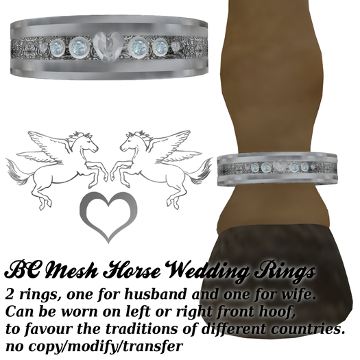 BC Mesh Horse Wedding Rings Diamond -boxed-
