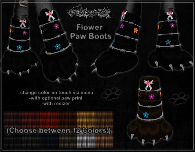 ::DarKCatZ:: Flower Paw Boots (Color Change)