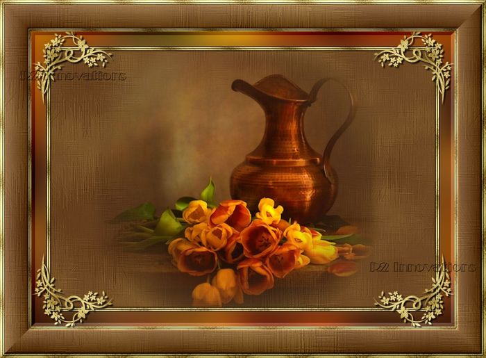 Copper Urn Amber Roses Framed Art