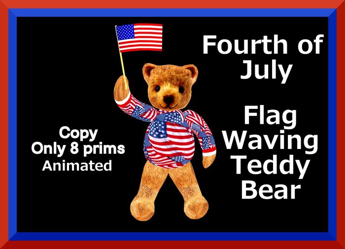 Fourth of July Flag Waving Teddy Bear-animated