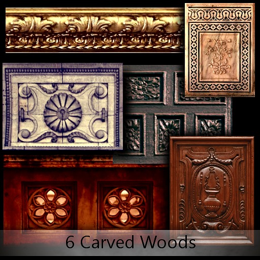 6 Carved Wood - BOXED