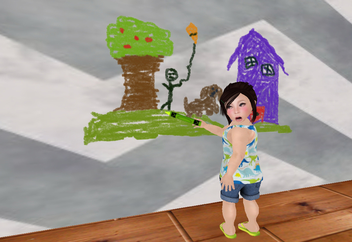 Caught! Crayon And Wall Art Pose With Texture Changer