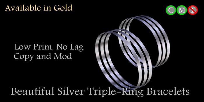 Beautiful Silver Triple-Band Bracelets