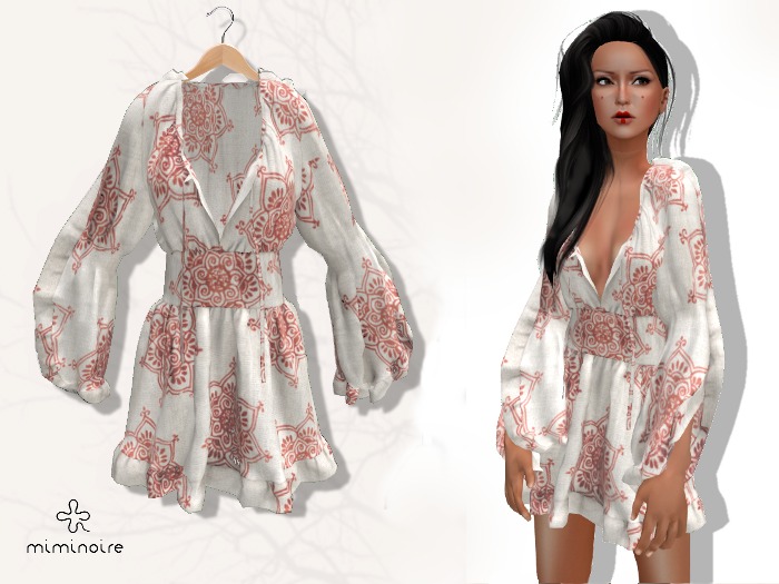 MIMI NOIRE::Ruffle tunic [natural/red/pattern] BOX