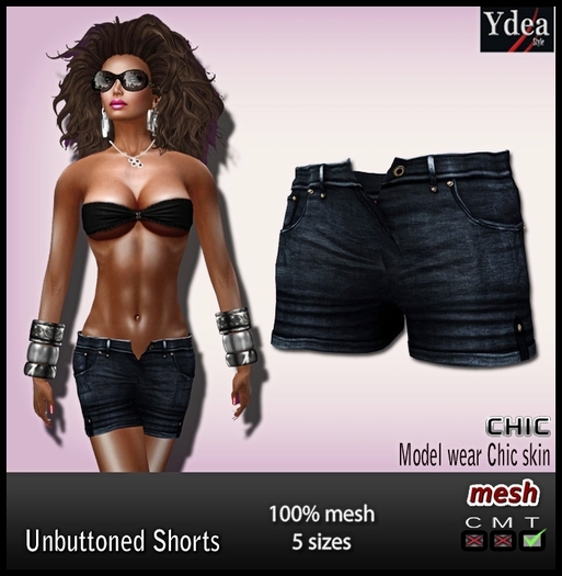 *Ydea* Unbuttoned Short mesh bleu