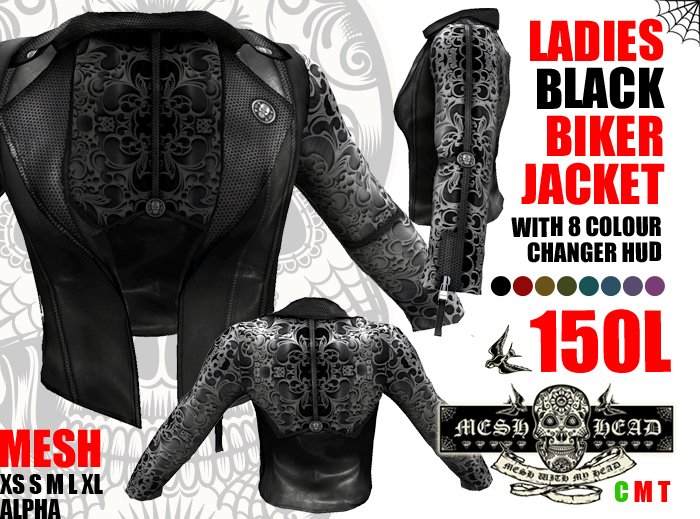 Mesh Head - Ladies Metal Biker Jacket - All Sizes
