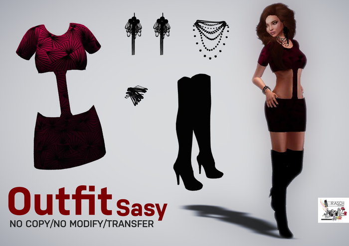 ..::RASCH::. Outfit Mesh Woman Red