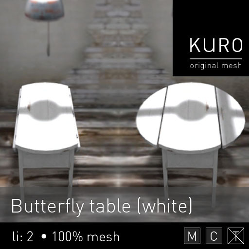 Kuro - Butterfly table (white)