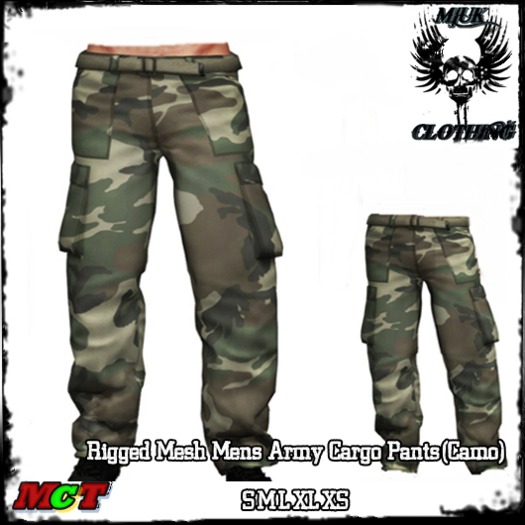 MIUK - Rigged Mesh_Mens Green Cargo Pants  S.M.L.XL.XS
