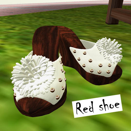 Red Shoe-wedge white shoe
