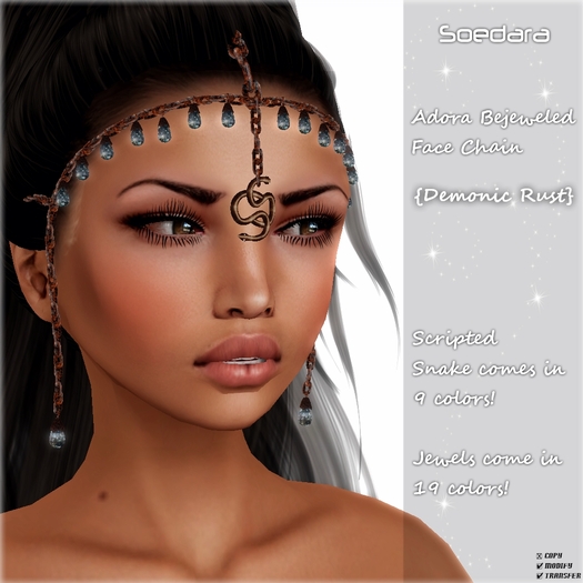~Soedara~ Adora Bejeweled Face Chain {Demonic Rust}