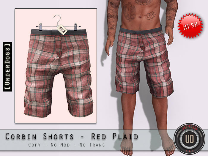[UD] - Corbin Shorts - Red Plaid - Mesh (Bag)