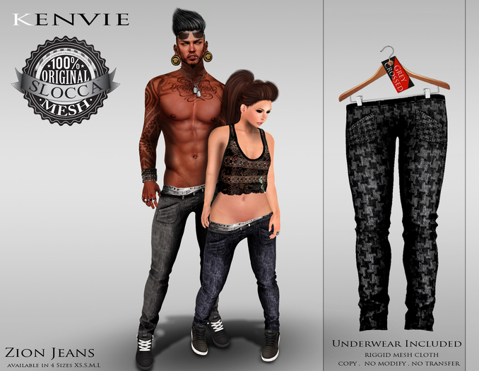 KENVIE .MALE.Zion Jeans - Grey Crossed