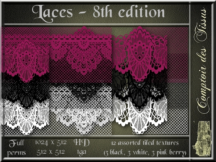 Lace - 6th edition - 4 FULL PERMS TGA & tiled Textures