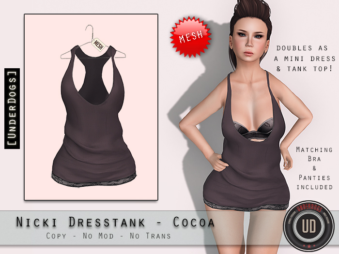 [UnderDogs] - Nicki Dresstank - Cocoa - Mesh 