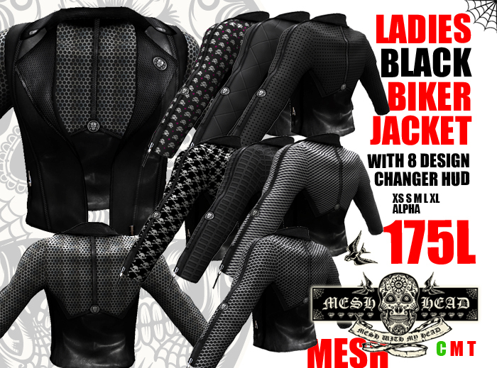 Mesh Head - Ladies Biker Babe Leather Jacket - All Sizes