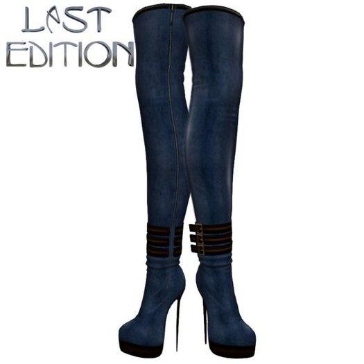 Last Edition Blue Leather Over Knee Boots
