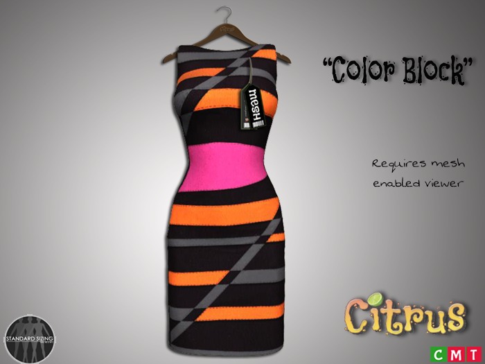*Citrus* Color Block Dress Tangerine/Bubblegum