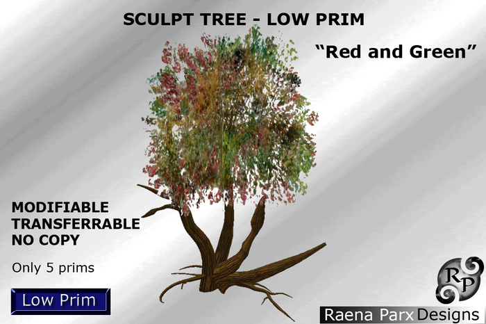 SCULPT TREE - LOW PRIM - "RED & GREEN"  *RPD*